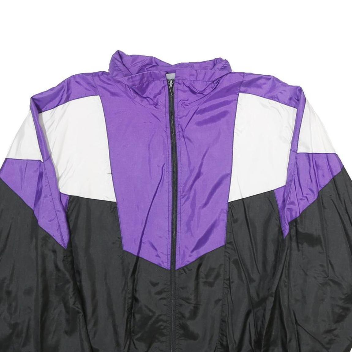 ACKERMANN Mens Purple & White & Black Track Jacket M Nylon Plain Zip Athletic