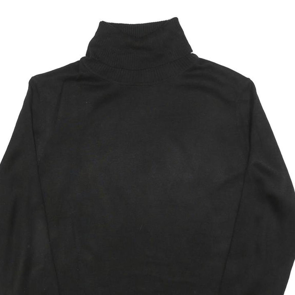 TOMMY HILFIGER Womens Black Plain Pullover Roll Neck Basic Knit M Acrylic Jumper