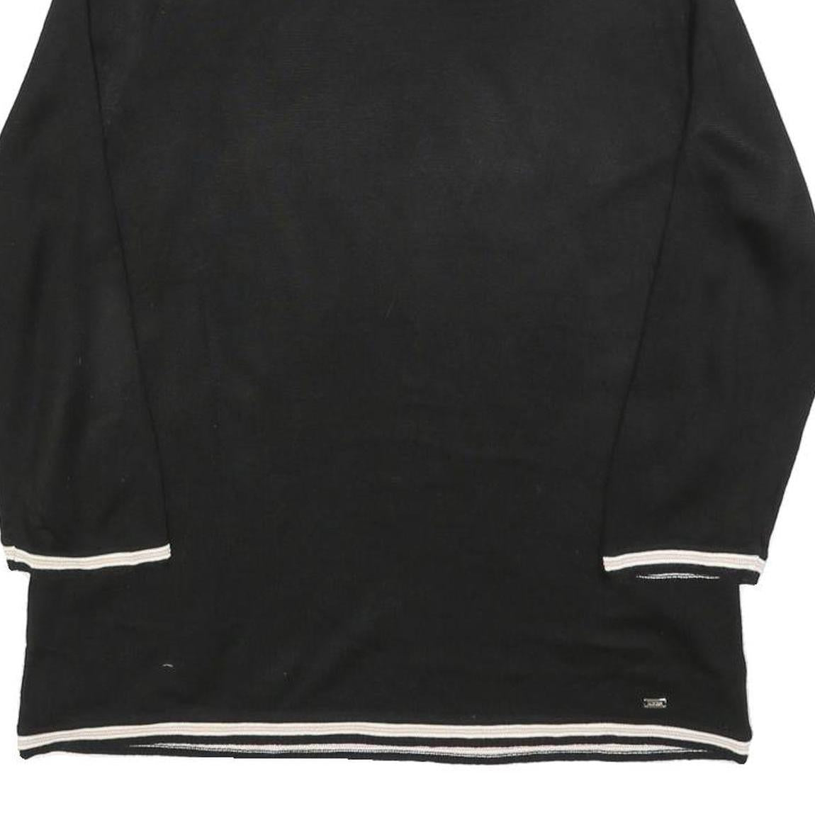 TOMMY HILFIGER Womens Black Plain Pullover Roll Neck Basic Knit M Acrylic Jumper