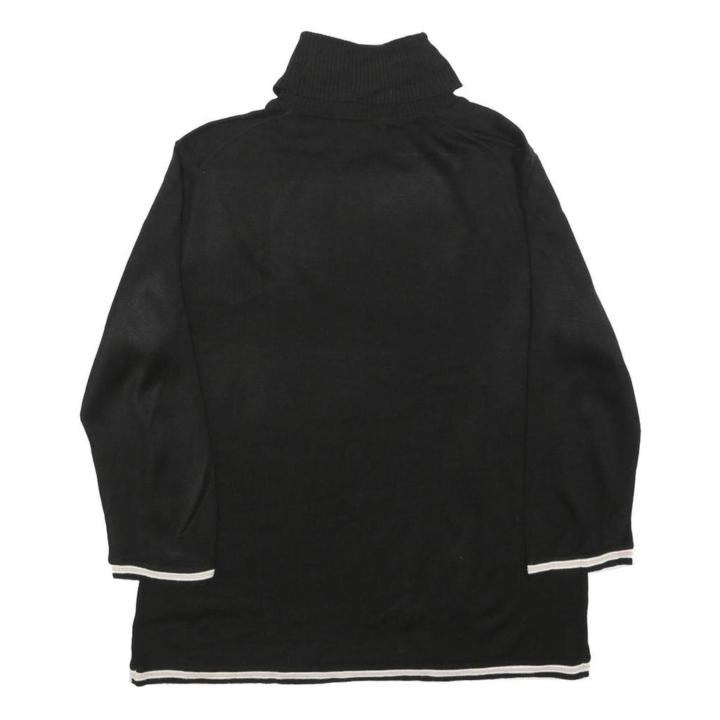 TOMMY HILFIGER Womens Black Plain Pullover Roll Neck Basic Knit M Acrylic Jumper