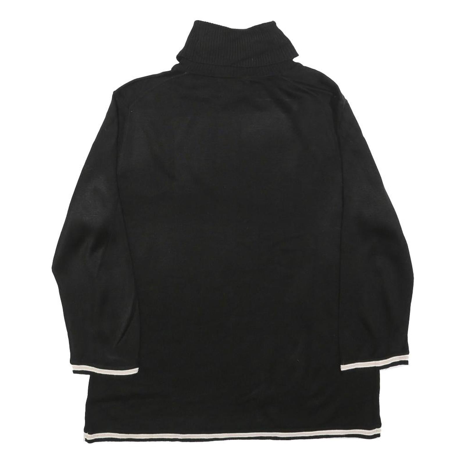 TOMMY HILFIGER Womens Black Plain Pullover Roll Neck Basic Knit M Acrylic Jumper