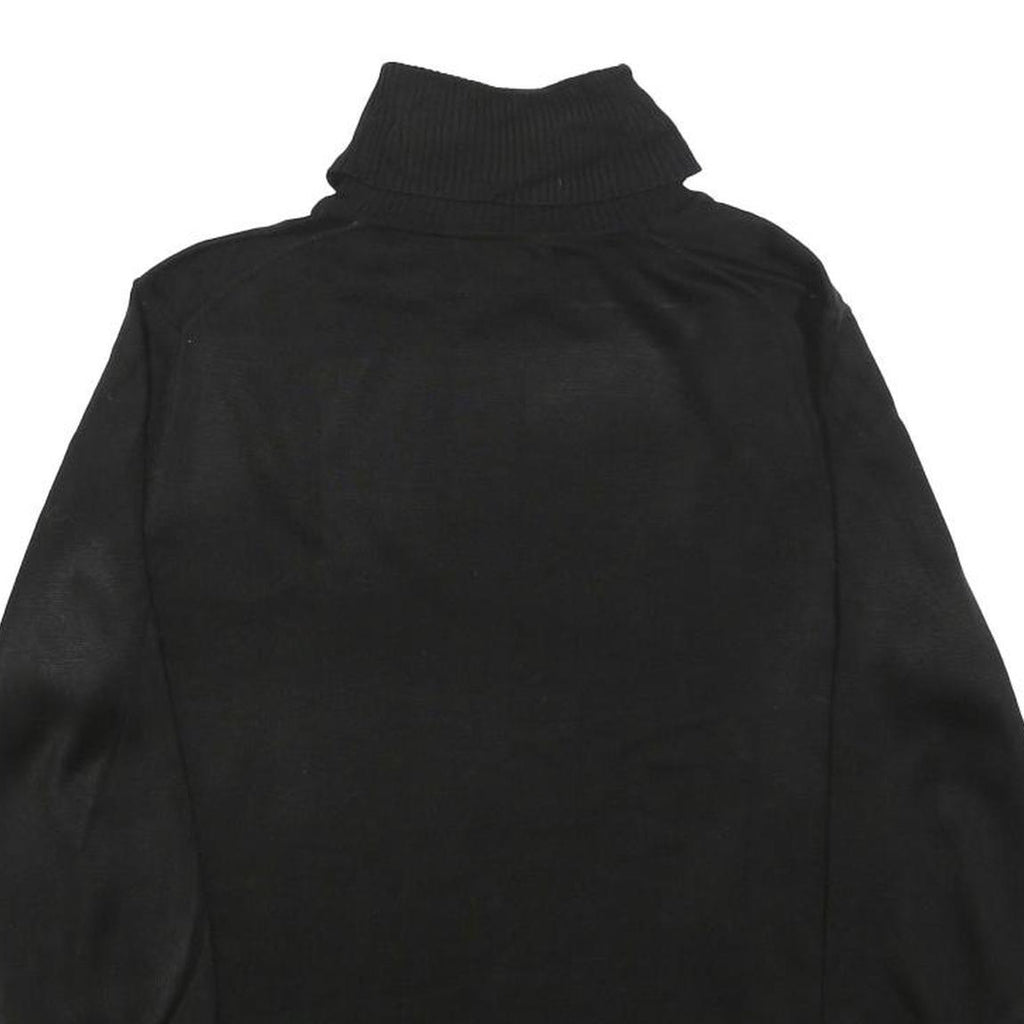 TOMMY HILFIGER Womens Black Plain Pullover Roll Neck Basic Knit M Acrylic Jumper