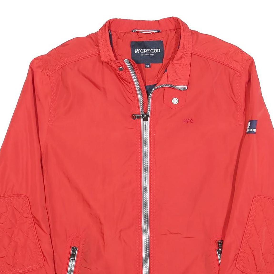 MCGREGOR Mens Red Lightweight Jacket L Polyester Blend Plain Zip Casual