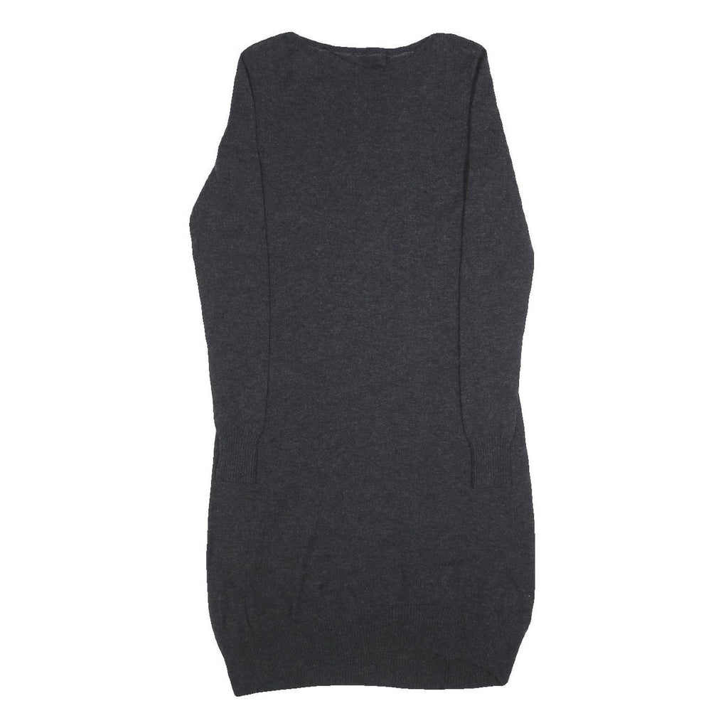 Womens Grey Wool Blend Bodycon Jersey Dress XS Long Sleeve Round Neck