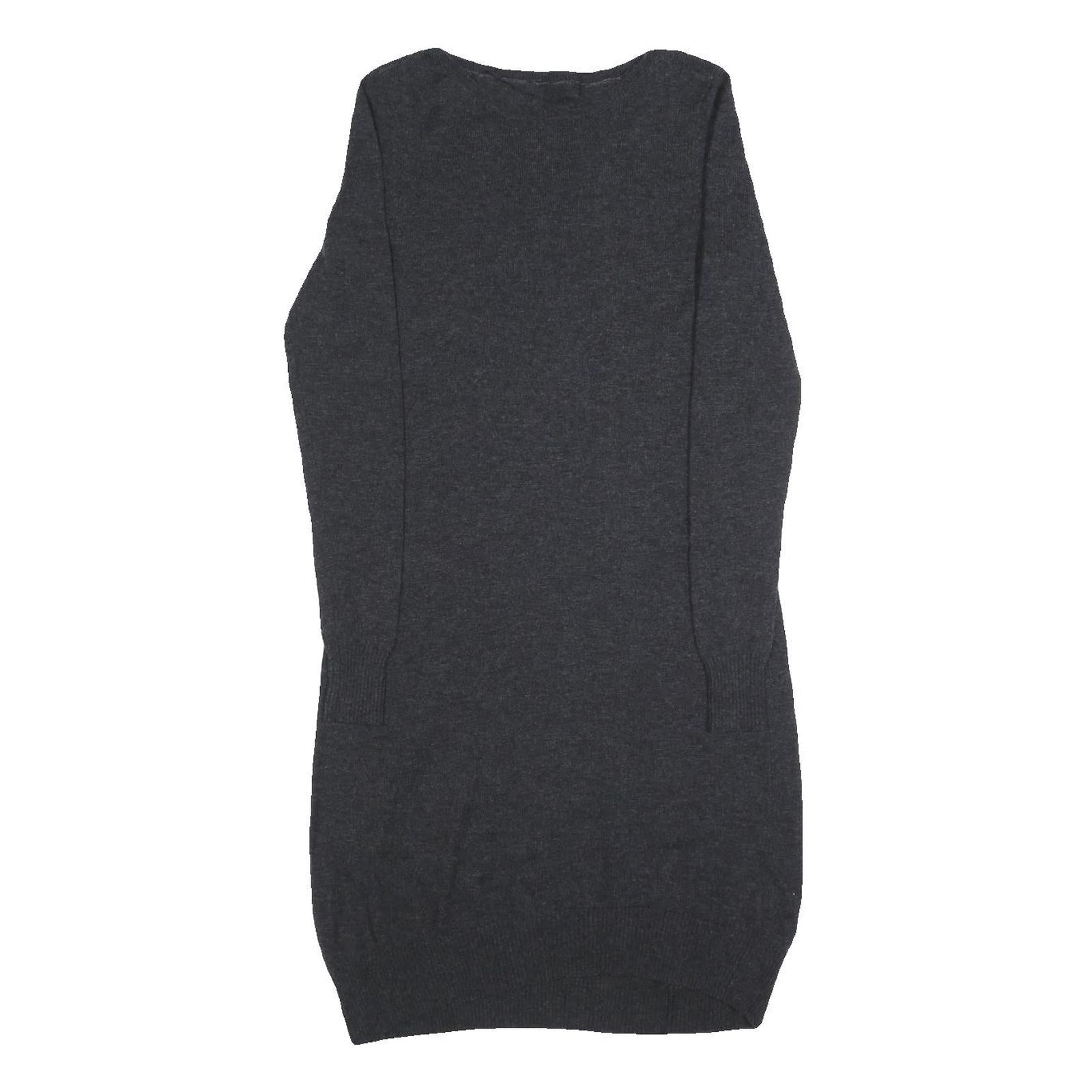 Womens Grey Wool Blend Bodycon Jersey Dress XS Long Sleeve Round Neck