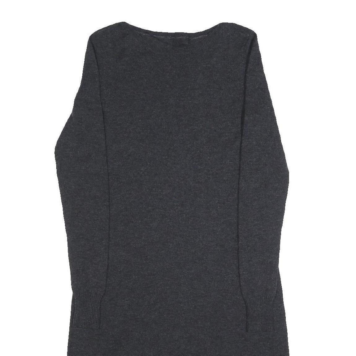 Womens Grey Wool Blend Bodycon Jersey Dress XS Long Sleeve Round Neck