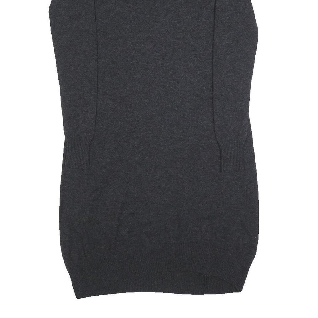 Womens Grey Wool Blend Bodycon Jersey Dress XS Long Sleeve Round Neck