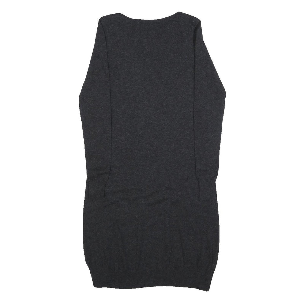 Womens Grey Wool Blend Bodycon Jersey Dress XS Long Sleeve Round Neck