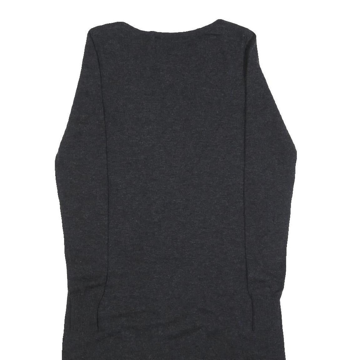 Womens Grey Wool Blend Bodycon Jersey Dress XS Long Sleeve Round Neck