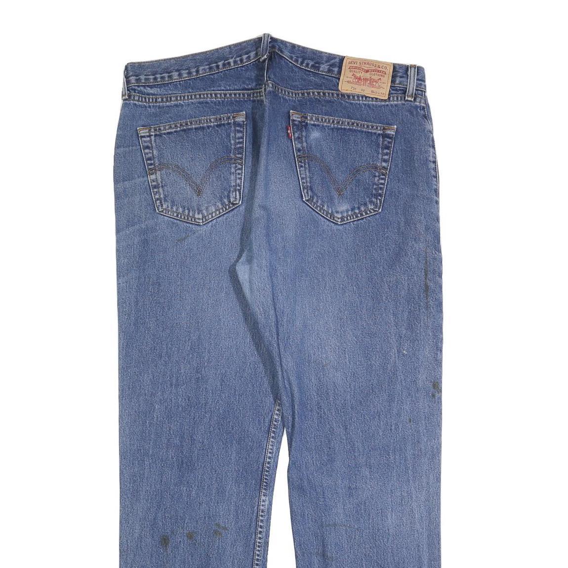 LEVI'S 751 02 Mens Jeans Blue Relaxed Straight Denim Medium W40 L32 Classic Zip