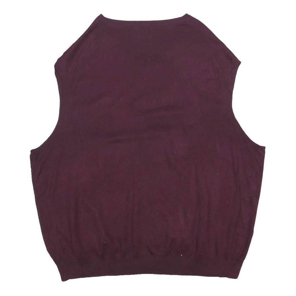 POLO RALPH LAUREN Mens Maroon Plain Jumper V-Neck Basic Knit 4XL Cotton Blend