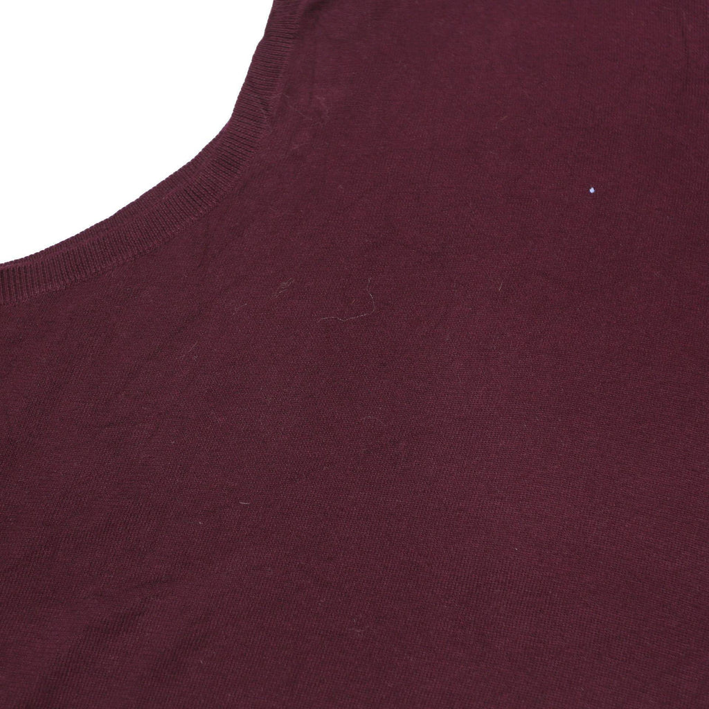 POLO RALPH LAUREN Mens Maroon Plain Jumper V-Neck Basic Knit 4XL Cotton Blend