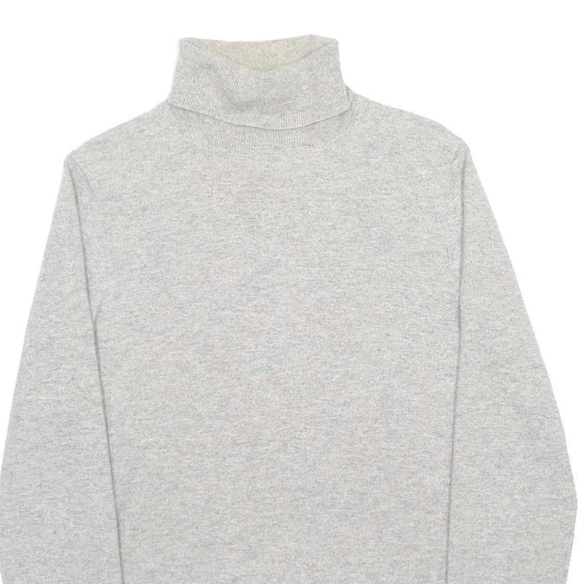 JAEGER Womens Grey Plain Cashmere Roll Neck Jumper XL Soft Knitwear