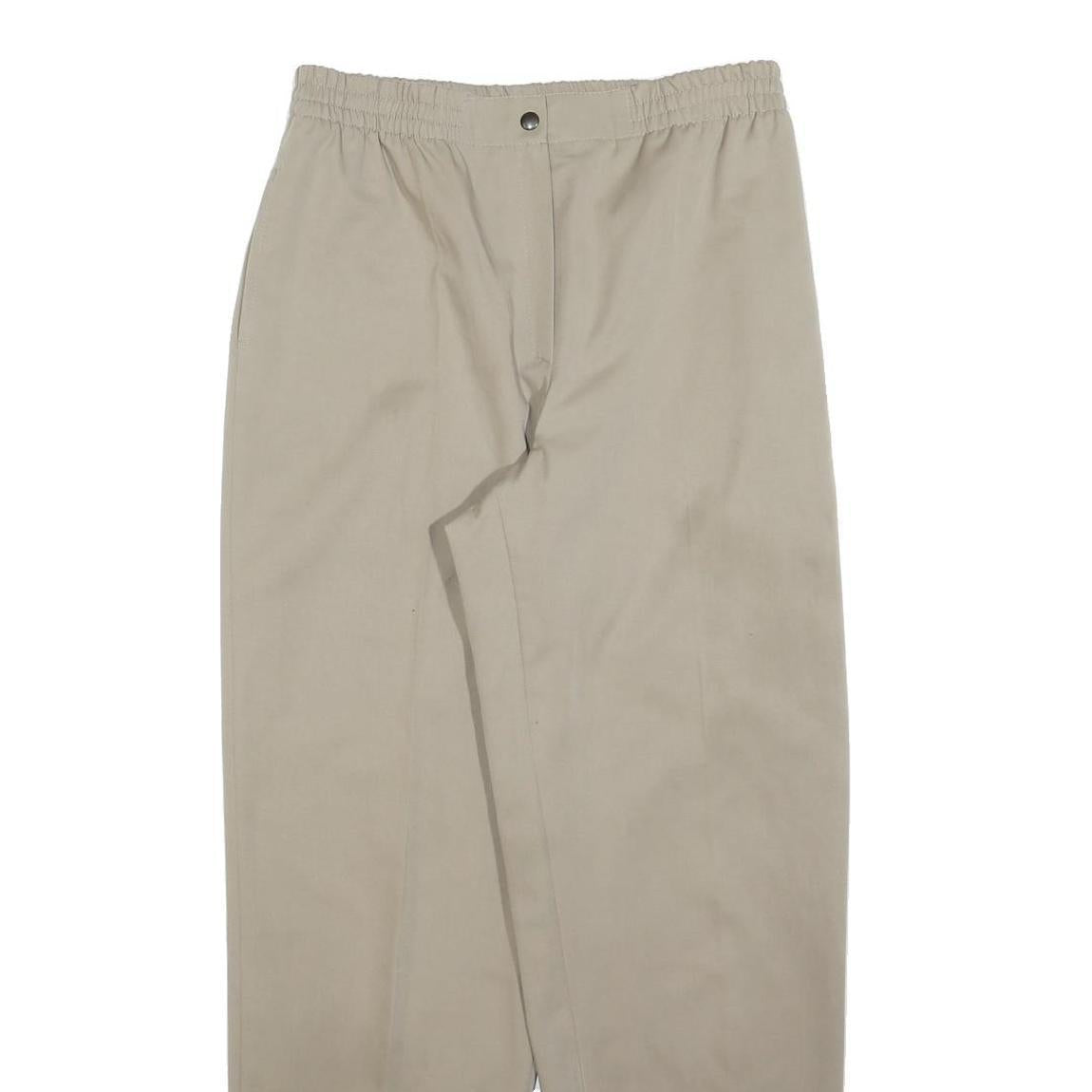 RUBY Womens Beige Relaxed Straight Trousers W30 L30 Casual Lightweight Zip