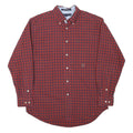 TOMMY HILFIGER Mens Red & Navy Check Shirt M Classic Fit Button-Down Collar Long