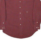TOMMY HILFIGER Mens Red & Navy Check Shirt M Classic Fit Button-Down Collar Long