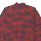 TOMMY HILFIGER Mens Red & Navy Check Shirt M Classic Fit Button-Down Collar Long