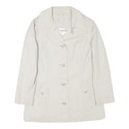 CROYDOR Womens White Jacket S Cotton Blend Button Casual Classic Tailored