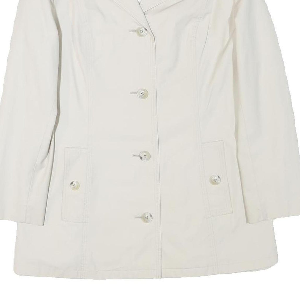 CROYDOR Womens White Jacket S Cotton Blend Button Casual Classic Tailored