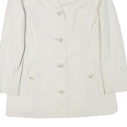 CROYDOR Womens White Jacket S Cotton Blend Button Casual Classic Tailored
