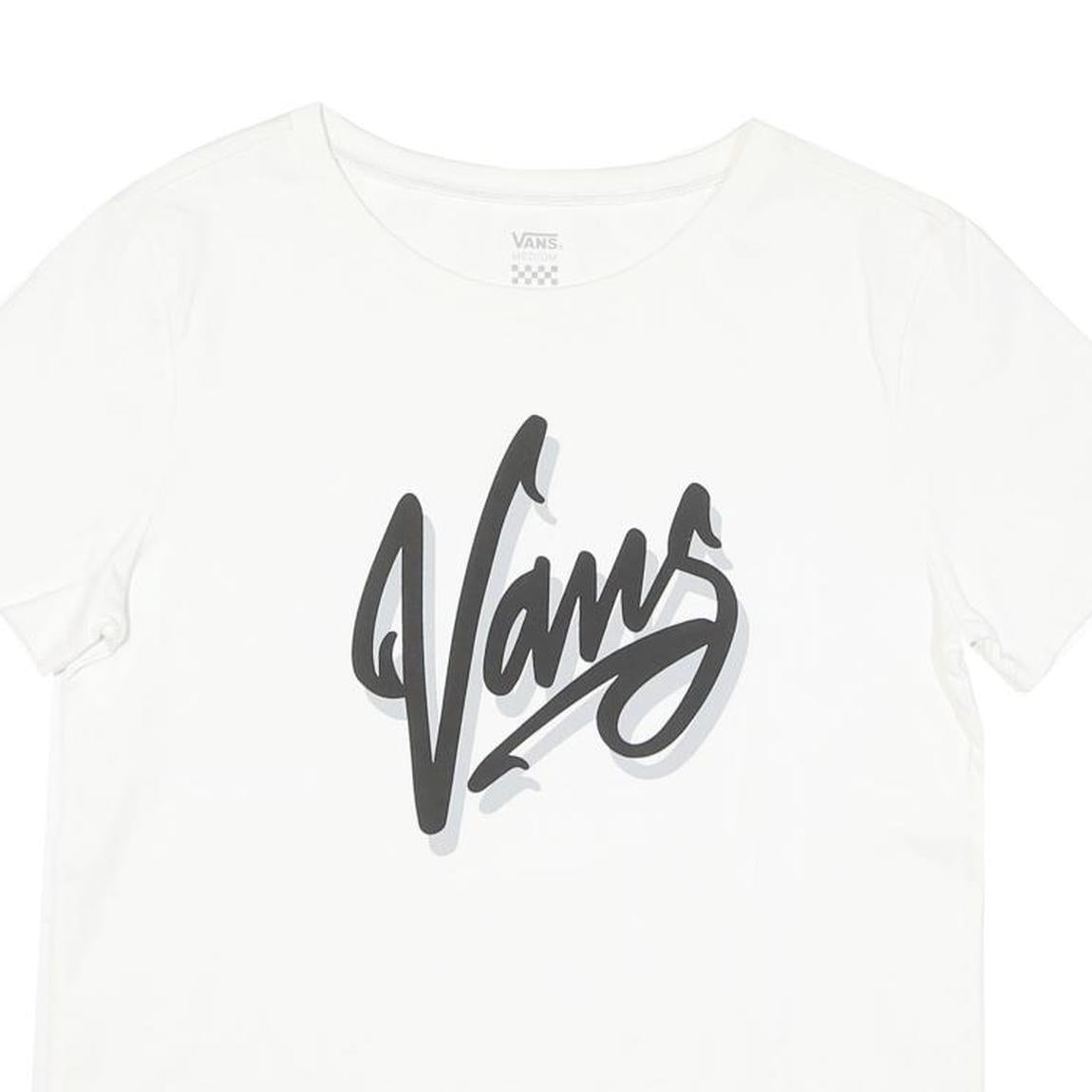 VANS Mens White Black Logo Graphic T-Shirt M Short Sleeve Crew Neck Casual