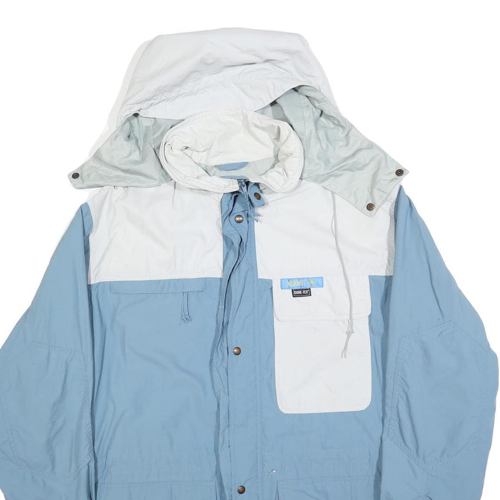 MAMMUT Mens Blue & White Outdoor Jacket L Polyester Blend Zip Hooded