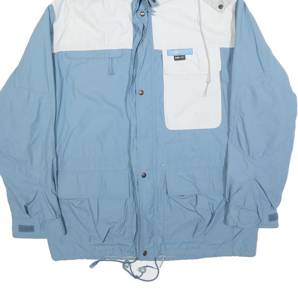 MAMMUT Mens Blue & White Outdoor Jacket L Polyester Blend Zip Hooded