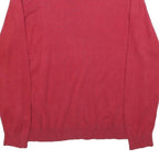 TOMMY HILFIGER Mens Red Plain V Neck Basic Knit XL Cotton Blend Jumper