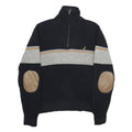 NAUTICA Mens Black & Grey Colourblock Wool Jumper Pullover Crew Neck M