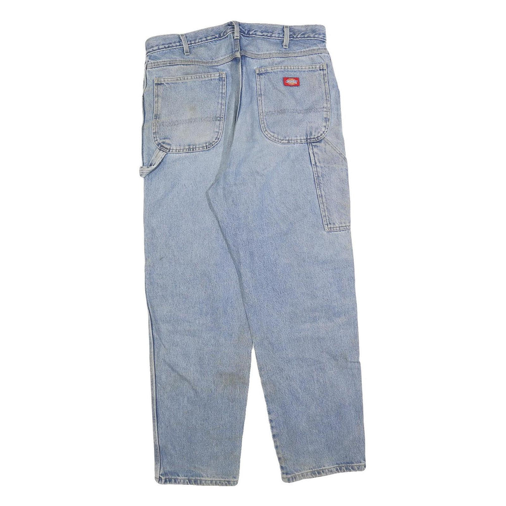 DICKIES Mens Jeans Blue Relaxed Straight Denim Light W36 L30 Workwear