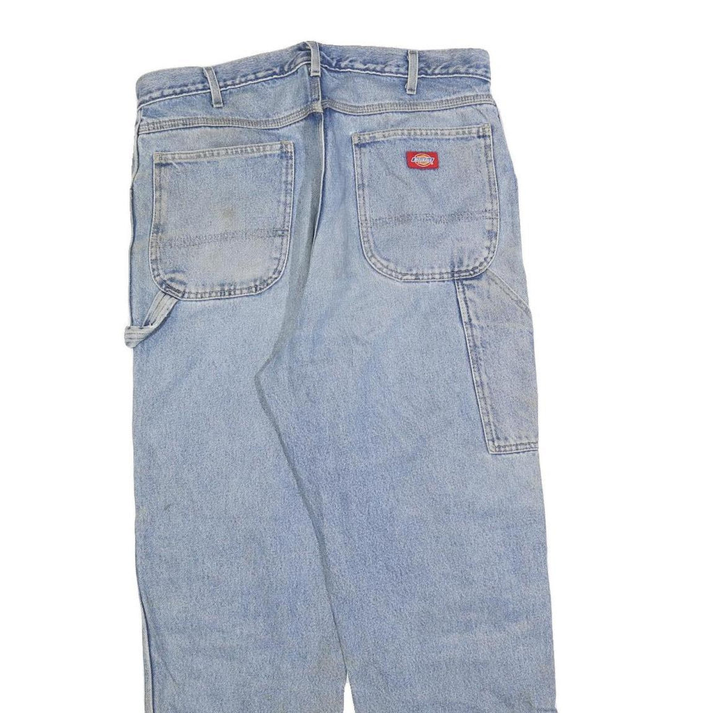 DICKIES Mens Jeans Blue Relaxed Straight Denim Light W36 L30 Workwear