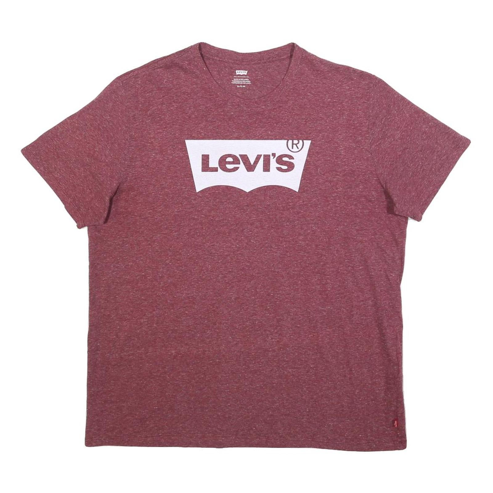 LEVI'S Mens Maroon Graphic T-Shirt XL Short Sleeve Crew Neck Cotton Blend