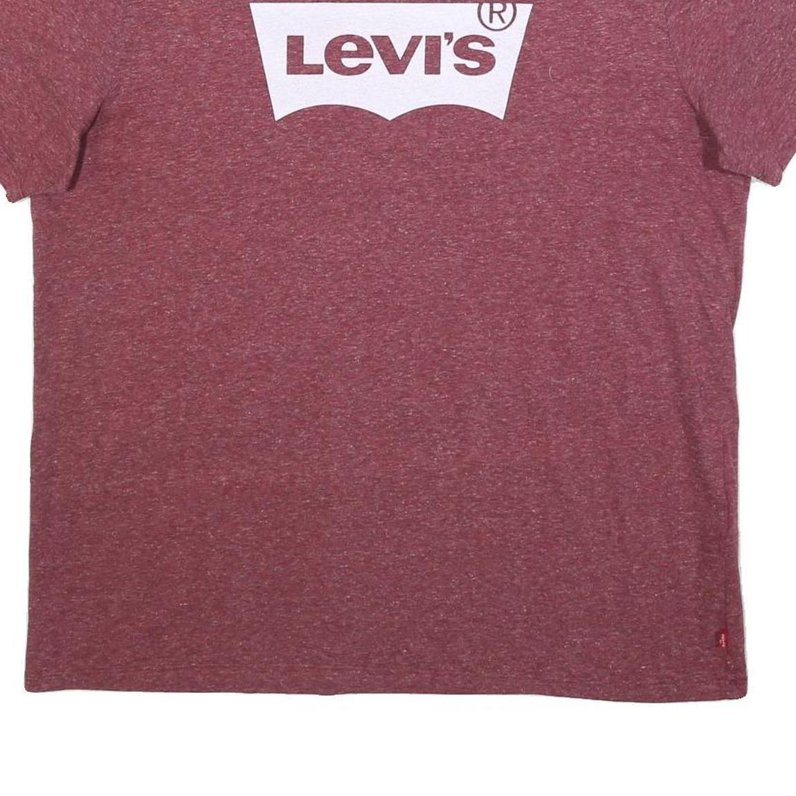 LEVI'S Mens Maroon Graphic T-Shirt XL Short Sleeve Crew Neck Cotton Blend