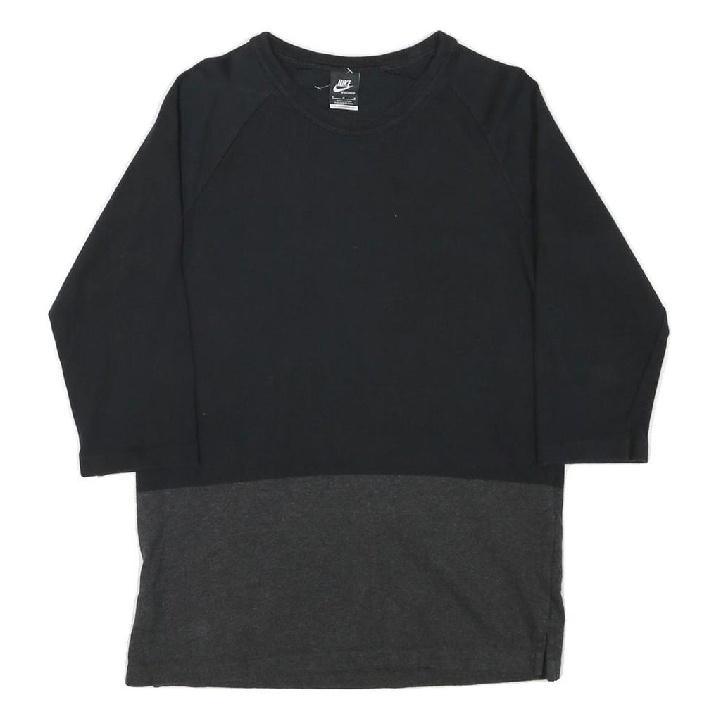 NIKE Mens Black & Dark Grey Sweatshirt Crew Neck M Cotton Blend Pullover Casual