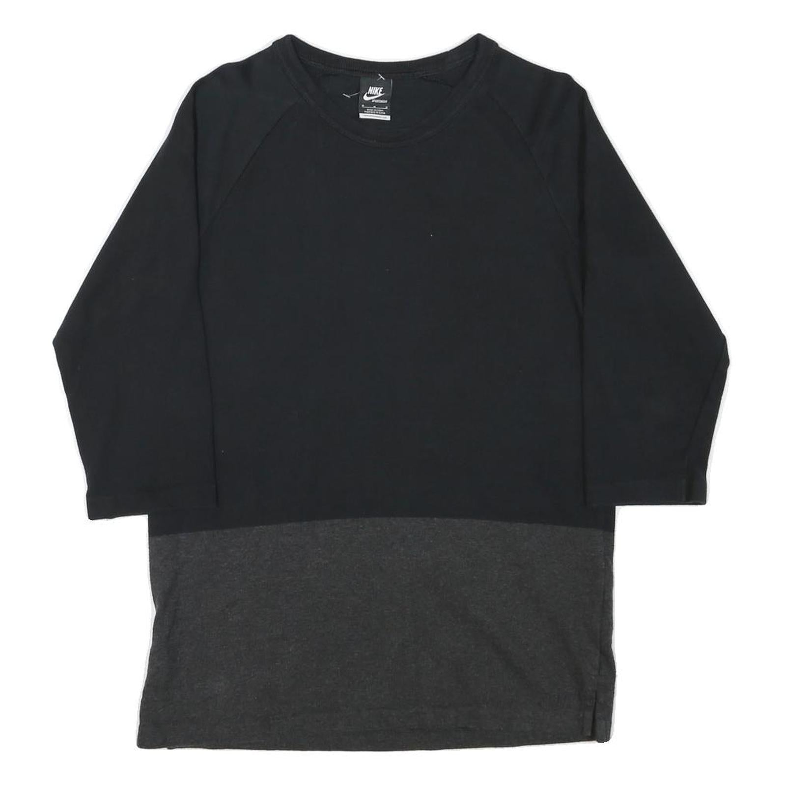 NIKE Mens Black & Dark Grey Sweatshirt Crew Neck M Cotton Blend Pullover Casual