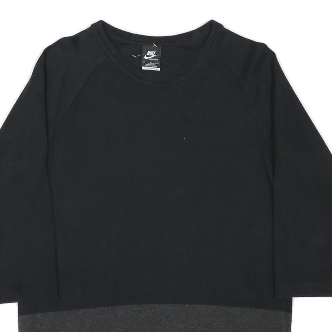 NIKE Mens Black & Dark Grey Sweatshirt Crew Neck M Cotton Blend Pullover Casual