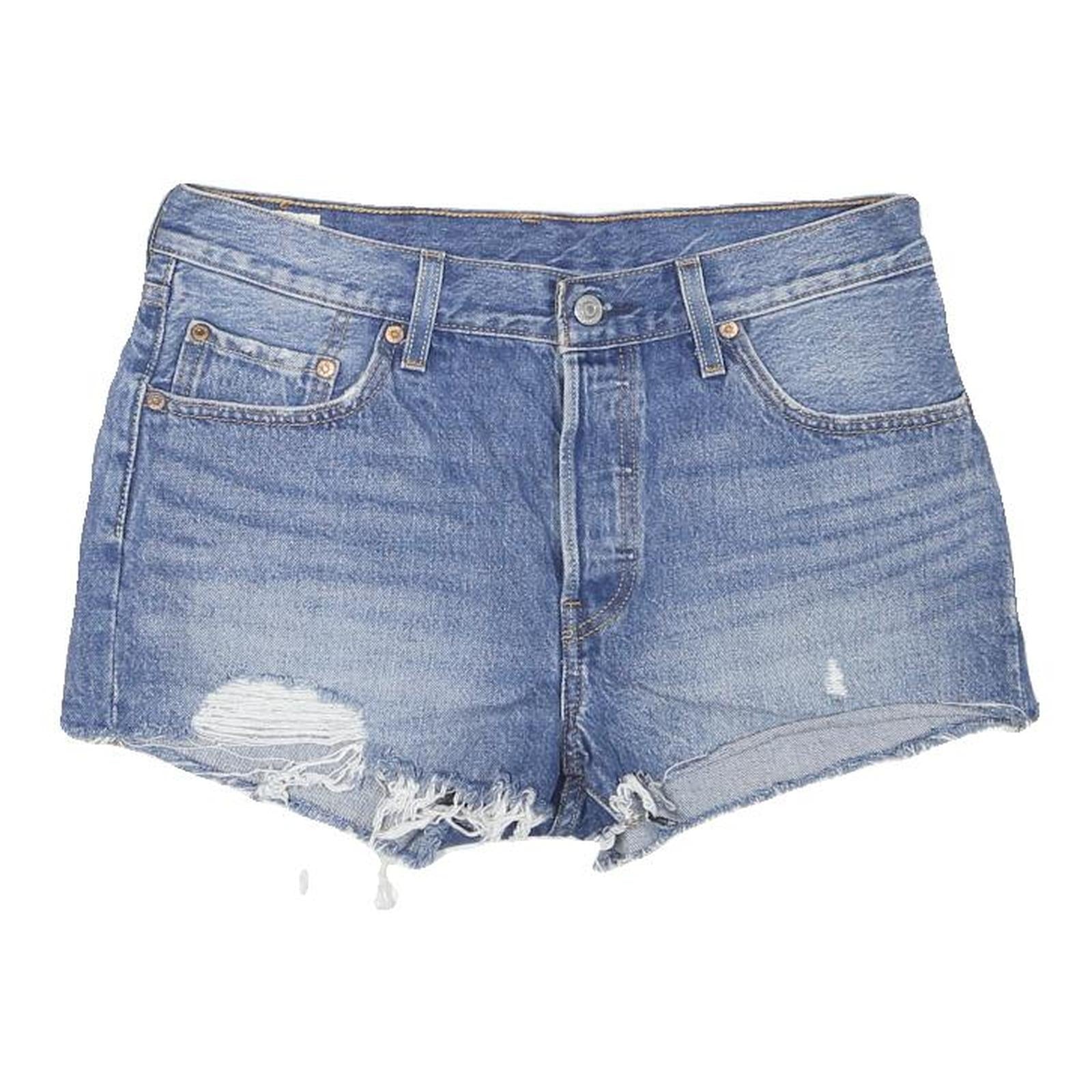 LEVI'S Womens Denim Blue Casual Shorts L W32 Distressed Cut-Off 5 Pocket