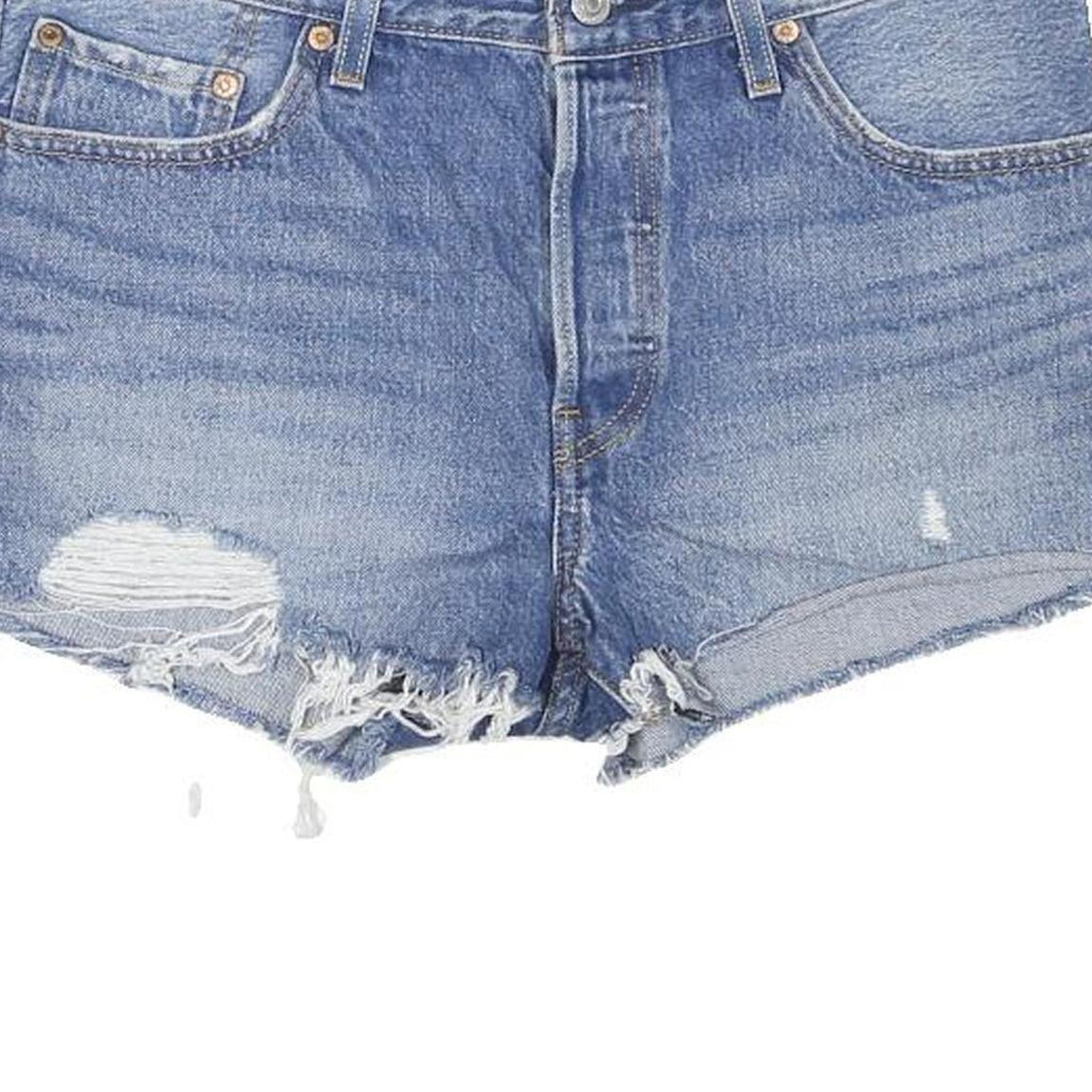 LEVI'S Womens Denim Blue Casual Shorts L W32 Distressed Cut-Off 5 Pocket
