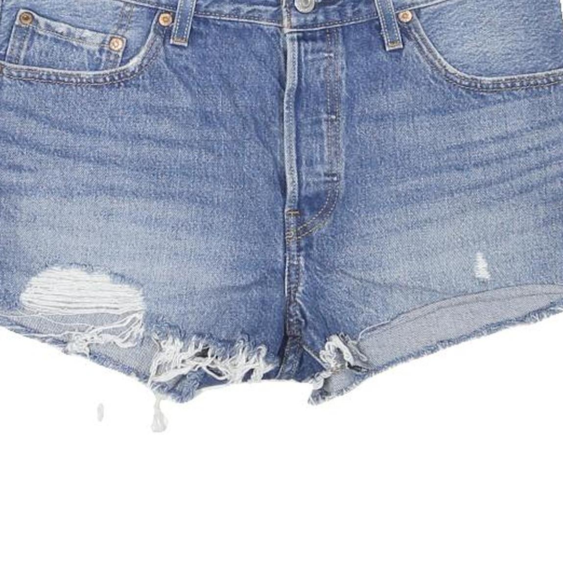 LEVI'S Womens Denim Blue Casual Shorts L W32 Distressed Cut-Off 5 Pocket