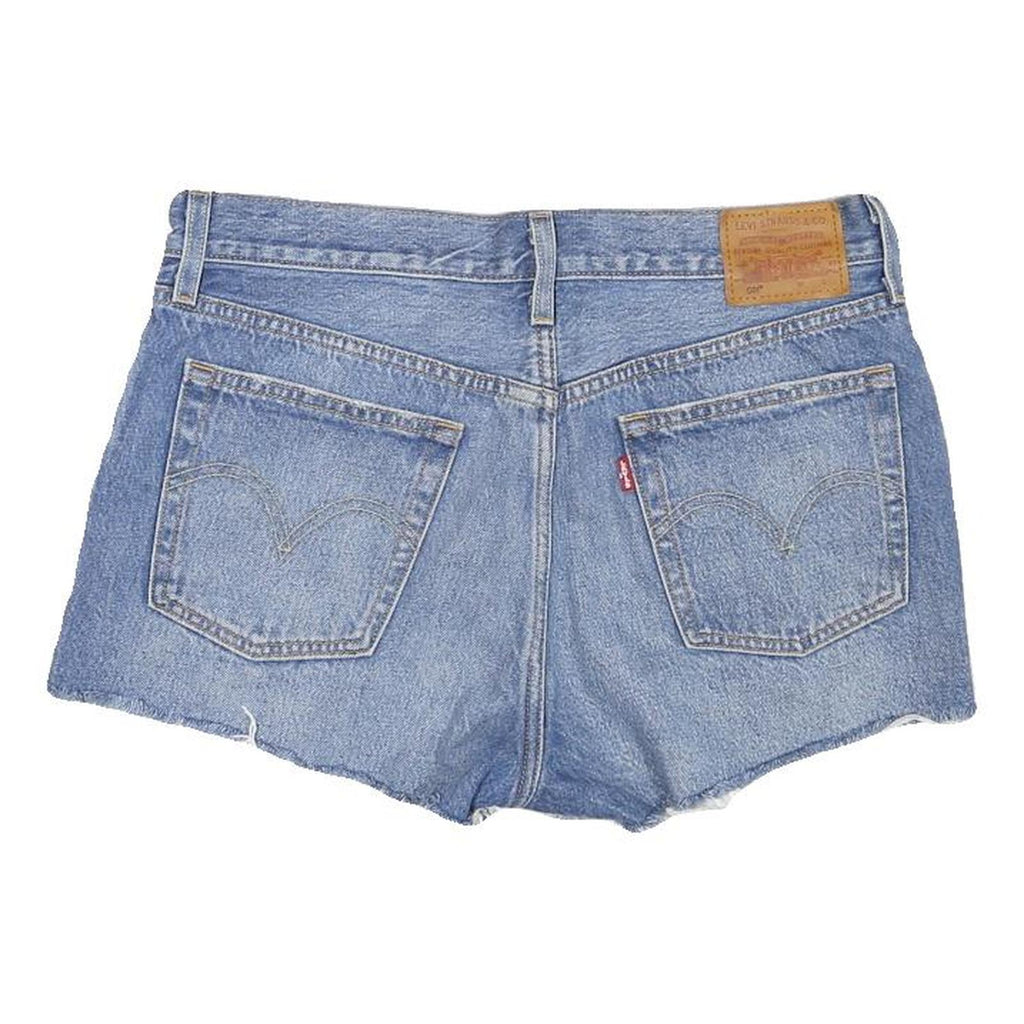 LEVI'S Womens Denim Blue Casual Shorts L W32 Distressed Cut-Off 5 Pocket