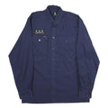 MASCOT Mens Navy Blue Workwear Shirt S Cotton Blend Button Long Sleeve