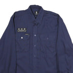 MASCOT Mens Navy Blue Workwear Shirt S Cotton Blend Button Long Sleeve