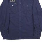 MASCOT Mens Navy Blue Workwear Shirt S Cotton Blend Button Long Sleeve
