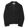 KAREN MILLEN Womens Black Wool Blend Blazer Jacket M Tailored Button Closure