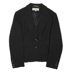KAREN MILLEN Womens Black Wool Blend Blazer Jacket M Tailored Button Closure