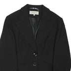 KAREN MILLEN Womens Black Wool Blend Blazer Jacket M Tailored Button Closure