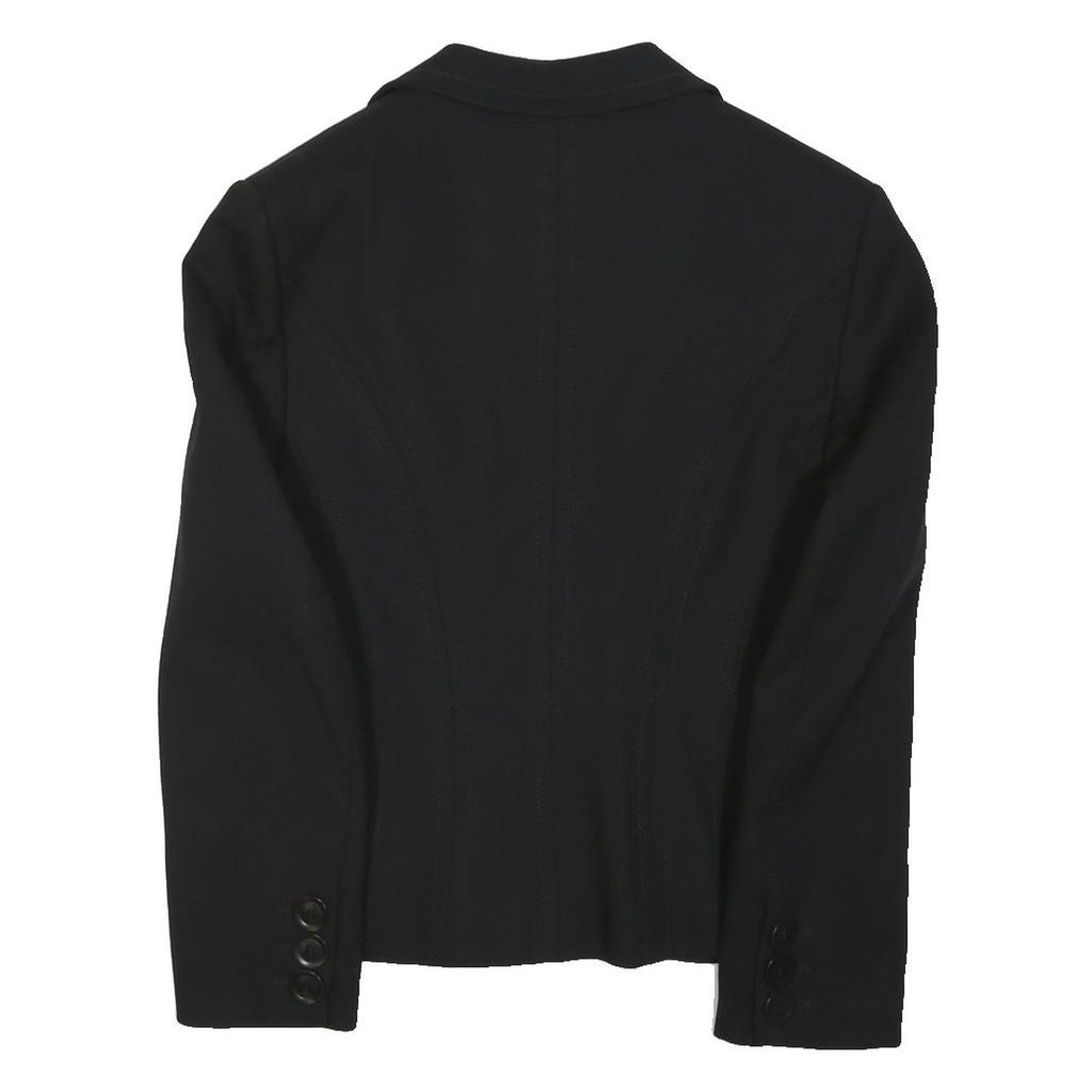 KAREN MILLEN Womens Black Wool Blend Blazer Jacket M Tailored Button Closure