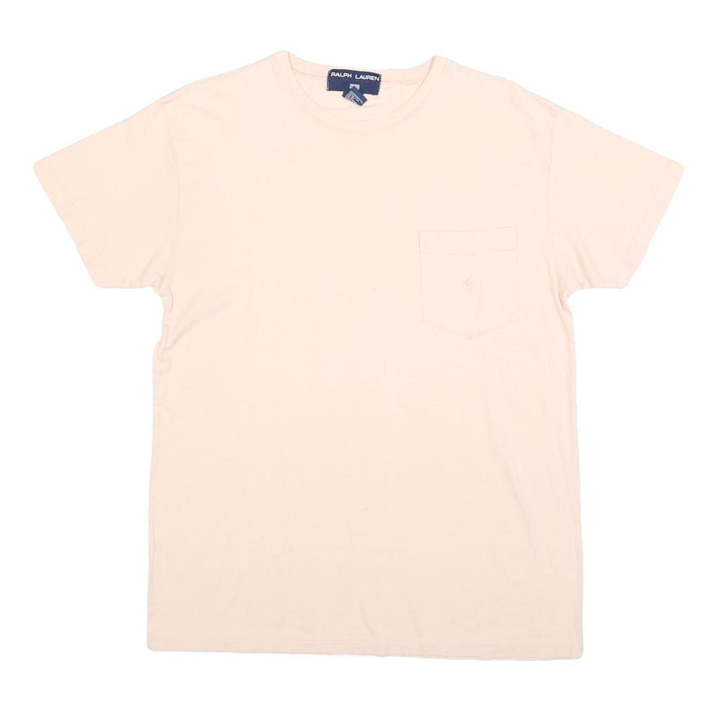 RALPH LAUREN Mens Cream Cotton Blend Pocket T-Shirt M Short Sleeve Crew Neck