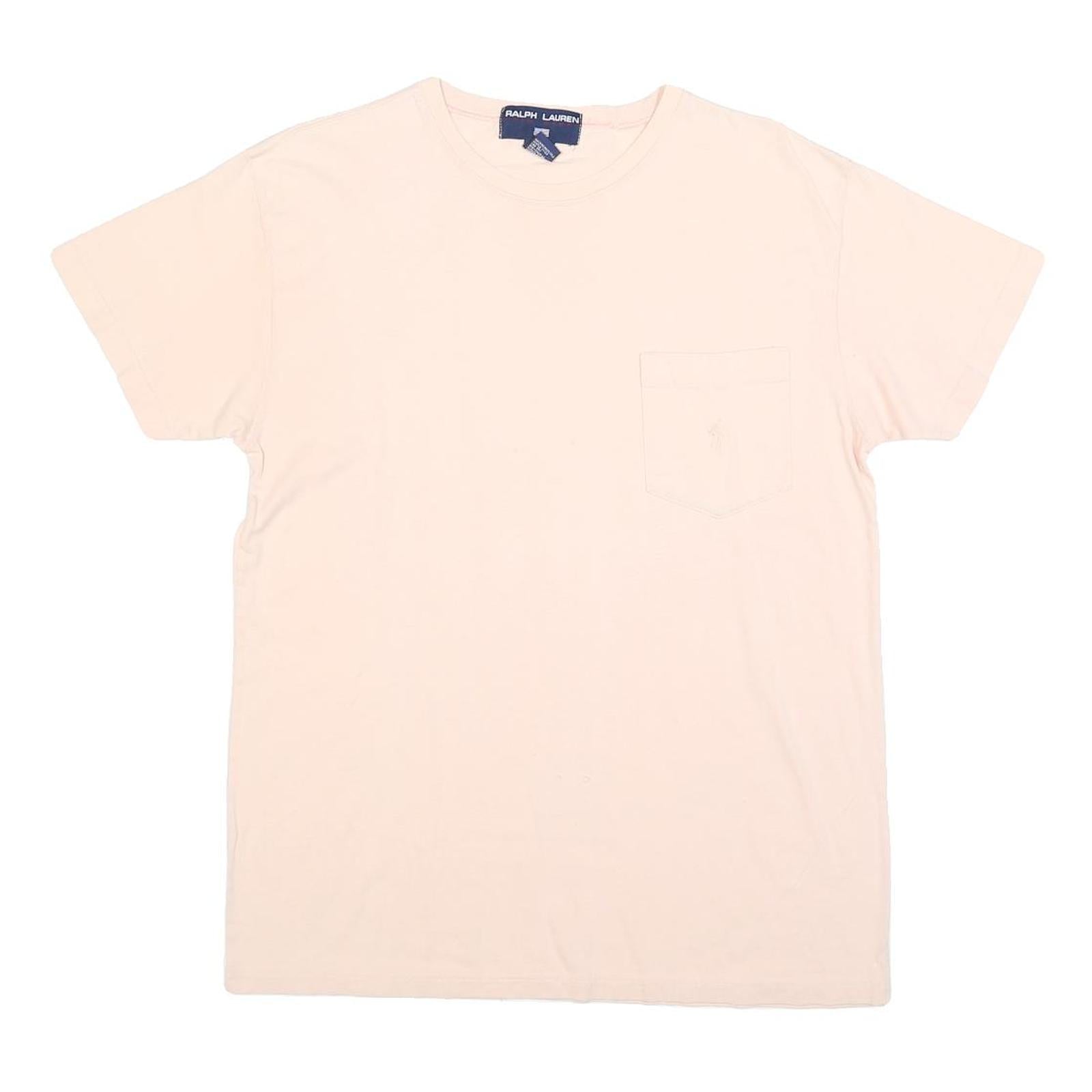 RALPH LAUREN Mens Cream Cotton Blend Pocket T-Shirt M Short Sleeve Crew Neck