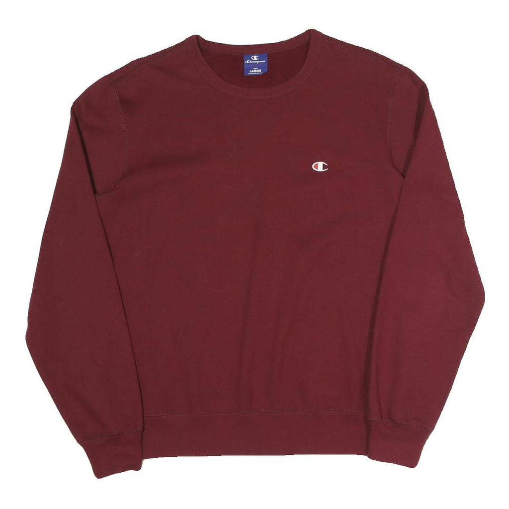 CHAMPION Mens Maroon Crew Neck L Cotton Blend Logo Sweatshirt Pullover